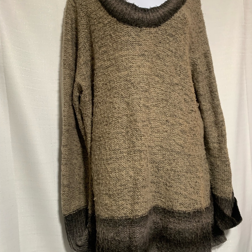 Vntg 22-24 W Grunge Dress Wool-Blend,Sweater Cozy,Two-Tone,Soft, Cuffed Sleeves